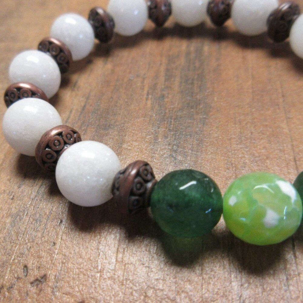MERRISOTA JEWELRY Jade Agate Green‎  Aventurine Stretch Bracelet Size 6 3/4" NEW